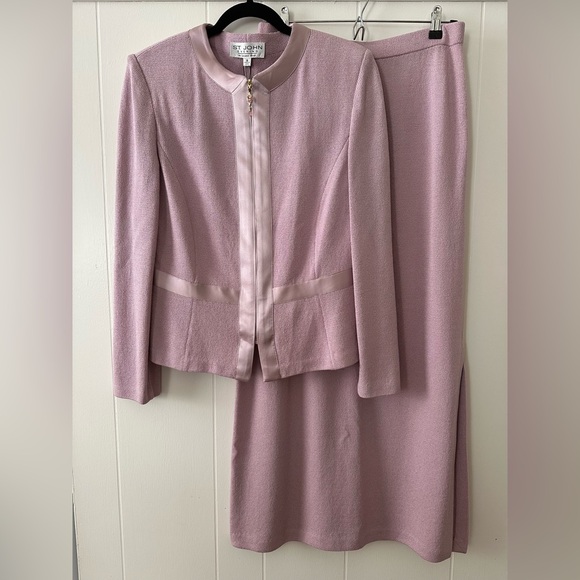 NWT St. John Evening Roseberry Knit Jacket Slit Maxi Skirt Suit Set Sz 12 - Picture 1 of 14